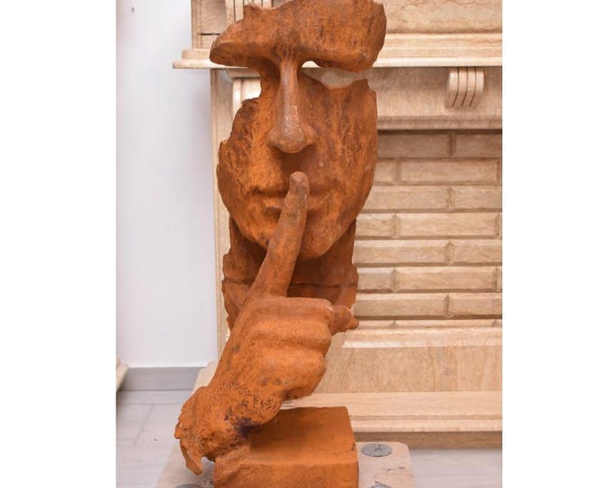 XXXXL Rustic Cast Iron Statue: "The Moment" Garden Sculpture