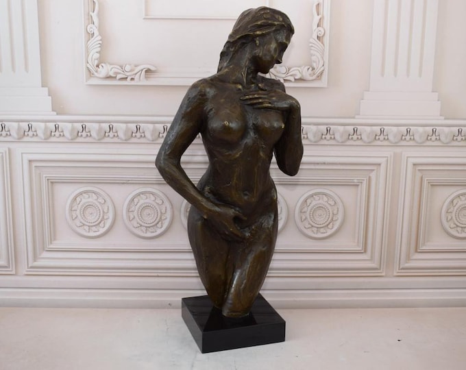 Large Modernist Woman Act Bronze Statue on Marble Base - Hand Made - Foundry Mark - Luxury Gift Idea - Mature Content -