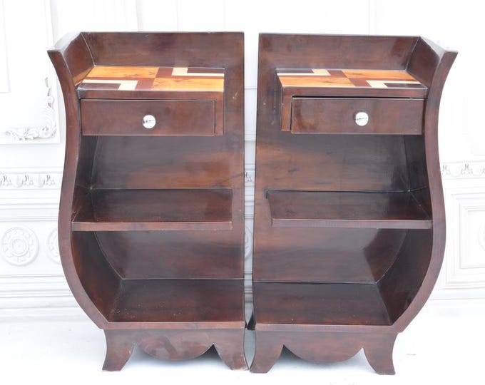 Art Deco Bedside 2 Tables - Art Deco Table - Bent Wood Night Stand - Chest of Drawers - Wooden Table - Home Decor - Bedroom Decor Gift Idea