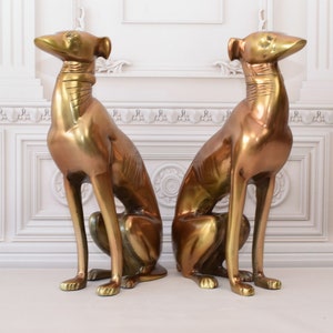 Vintage Brass Greyhound Dog Sculptures: Home & Garden Decor