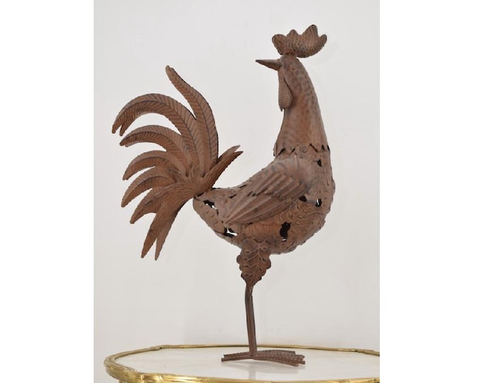 Iron Rooster Figurine - Figure Sculpture Rooster - Garden Statue - Gift Idea - Art Work Rooster - Home and Garden Decoration