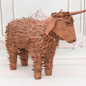 Iron Bull Figurine – Modernist Animal Sculpture – Rustic Farmhouse or Contemporary Decor – Unique Gift – Vintage Home or Garden Art