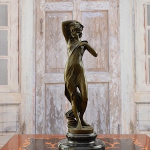 Woman Act in Dress - Bronze Figurine - Art Nouveau Style Sculpture - Luxury Gift Idea - Home Decor - Unique Gift