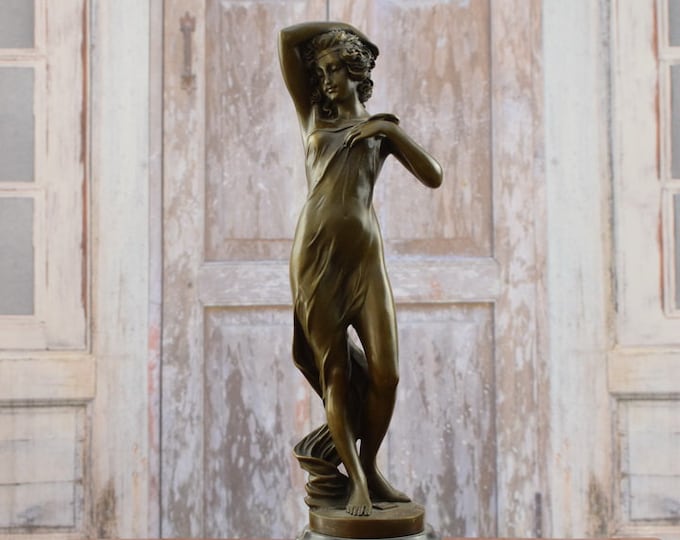 Woman Act in Dress - Bronze Figurine - Art Nouveau Style Sculpture - Luxury Gift Idea - Home Decor - Unique Gift