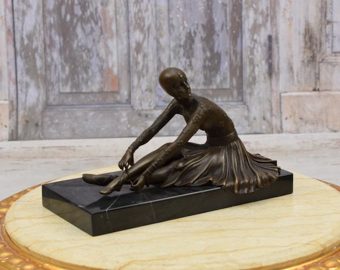 Unique! Demetre Chiparus Bronze Statue - Sitting Dancer Woman - Woman Cabaret Sculpture - Art Deco Figurine - Gift Idea for Dancer
