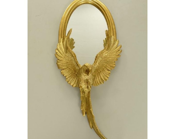 Amazing Bird Mirror Oval - Goldene Crystal Mirror - Mirror Parrot Design - Art Deco Style - Elegant Gift Idea - Home Garden Decor - Art Work