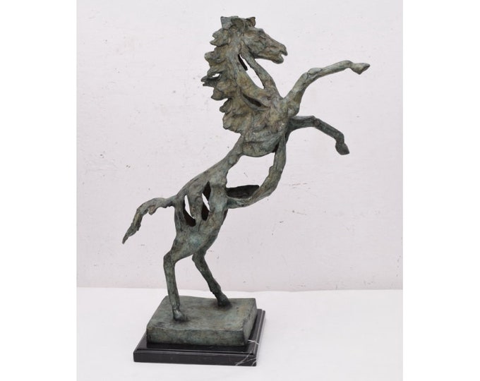 Patina figurine horse modernist bronze sculpture - Salvador Dali style horse statue - horse farm gift idea