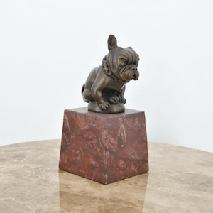 Signed Bronze Bulldog Sculpture by Bourgart - Vintage French Mascot Figurine