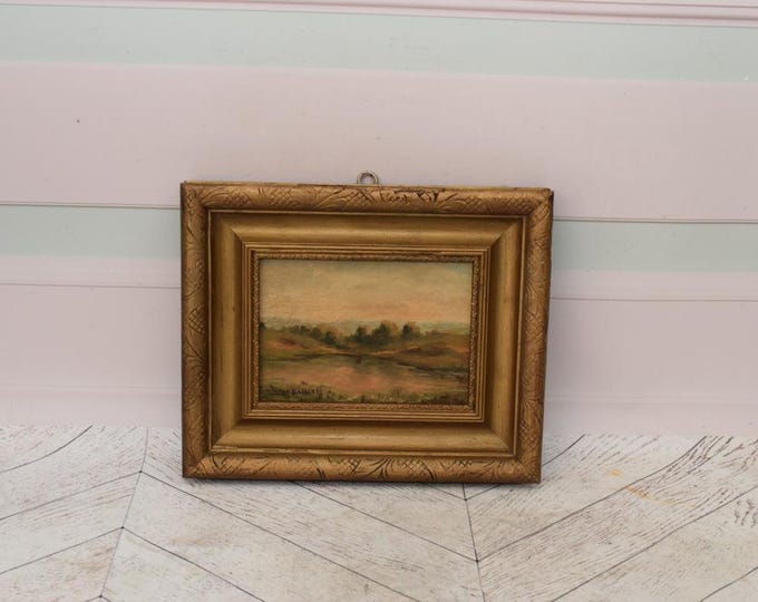 Polish Painting Eastern Borderlands - Landscape Painting Oil on Wood - Polish Art - Goledene Frame - Wall Art Painting - Antique Painting