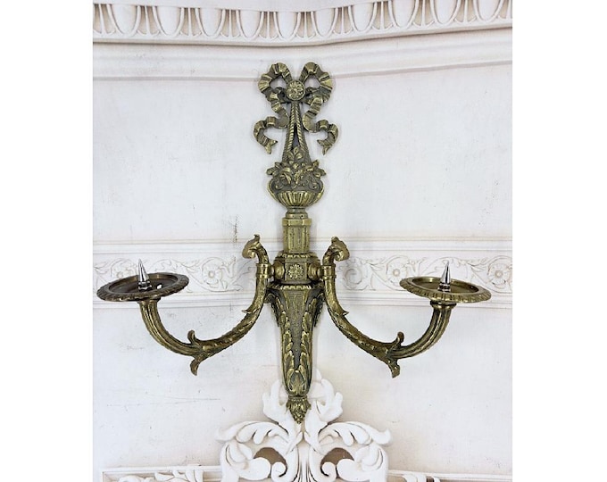 Vintage Two-Arm Brass Candlestick - Antique Candelabra - Circa 1950