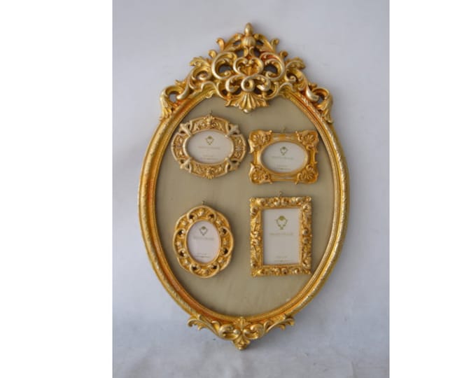 Large vintage style oval portrait gold gilded - picture frame 5 in 1 photo thumbnails