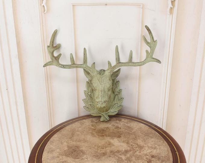 Cast Iron Deer Head Wall Mount: Rustic Hunting Trophy