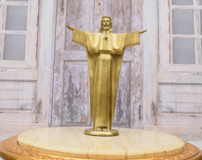Bronze Statue Jesus - Christi Jesus Bronze Sculpture - Inspired by Great Statue in Rio de Janeiro - Sacral Gilded Jesus - Statue Religious