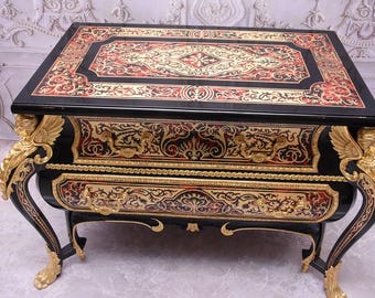 Vintage French Boulle Commode – Baroque Style, Bronze Mounts