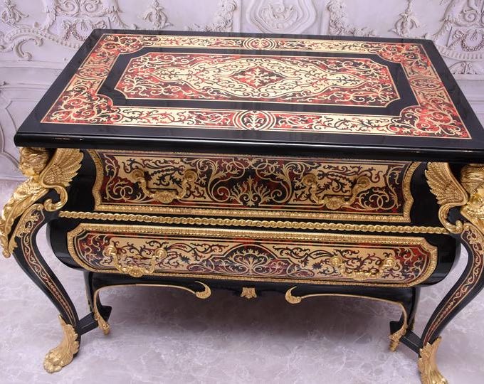 Vintage French Boulle Commode – Baroque Style, Bronze Mounts