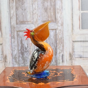 Pelícano estilo Murano - Figura de Murano - Bonito regalo de cristal veneciano italiano - Estatua de pelícano vintage