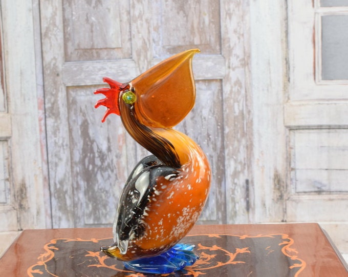 Pelican murano style - murano figurine - glass nice gift Italian Venetian glass statue - vintage pelican