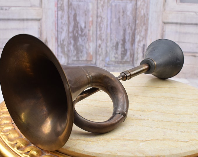 Vintage Brass Car Horn - Brass Auto Horn - Car Trumpet Horn - Home Decor - Car Decor - Retro Brass Car Horn