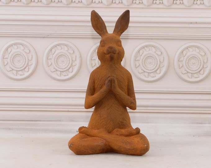 Cast Iron Funny Yoga Rabbit  - Rustic Cast Iron Meditating Rabbit - Amazing Garden Statue - Figurine Hare - Gift Idea for Home and Garden