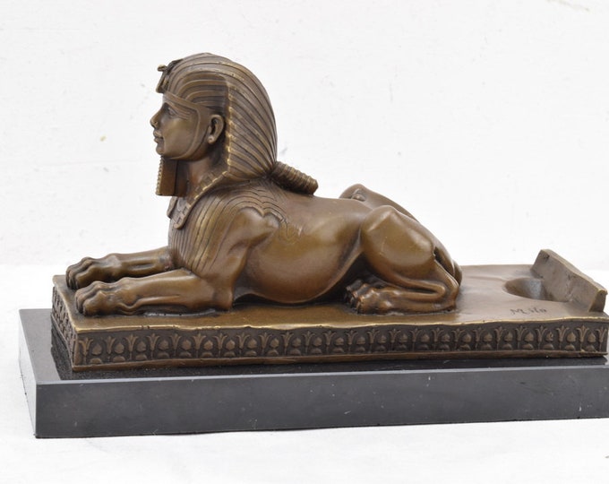 Sphinx Statue Bronze on Marble Base - Egyptian Statue - Exclusive Gift -