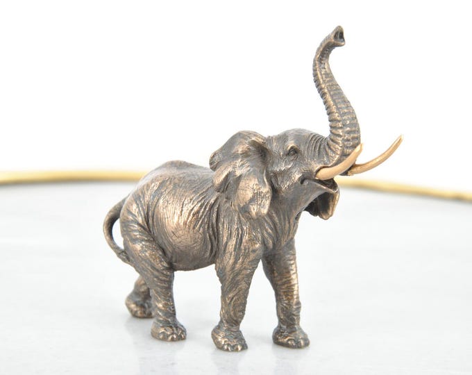Elephant Figurine With Trunk Up – Lucky Elephant Statue, Feng Shui Home Decor, Symbol Of Good Fortune, Gift For Elephant Lovers