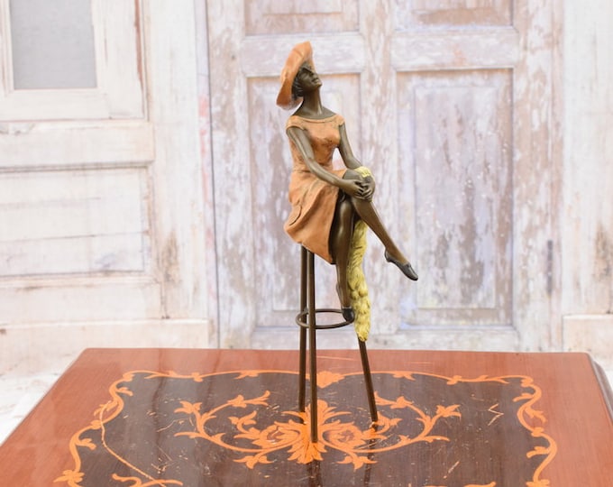 Art Deco Bronze Woman Statue – Aristocrat Figurine, Home Decor