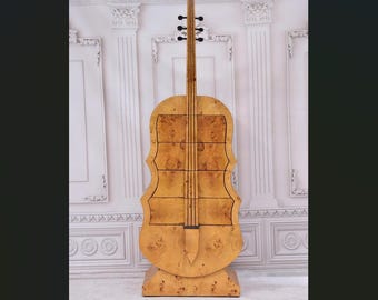 Art Deco Guitar Commode – Burl Veneer 4-Drawer Chest