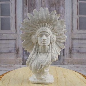 Woman Indian Statue - Resin Figurine - Apache Sculpture - Indian Gift Idea - Home Decor - Unique Statue