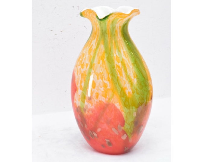 Vase Yellow and Orange Murano Style - Elegant Vase Gift Italian Venetian Product - Glass Vase