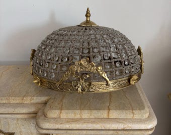 Brass & Glass Ceiling Light: Vintage Palace Flush Mount Lamp