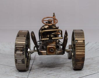 Vintage Metal Model Tractor: Rustic Home Decor, Gift for Farmer