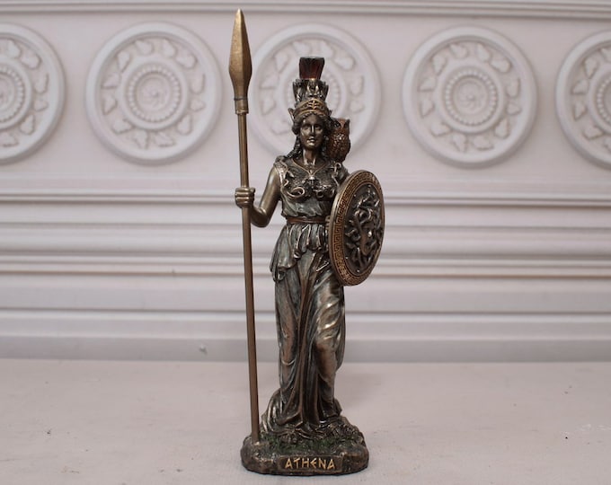 Athena with Shield and Spear - Greek Mythology Goddess of Wisdom - Home and Office Gift - Gift for Birthday, Wedding, Housewarming