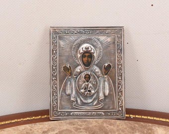 Antique Silver Icon Travel - Silver Orthodox Icon - Russia Silver 84 - Religious Icon - Handmade Icon - Art & Collectibles - Gift Idea