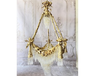 Vintage Viennese Crystal Chandelier - Bronze Palace Style - 57"
