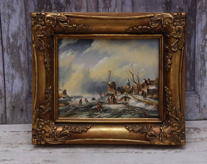 French Winter Landscape - Village Near Paris - Painting with Golden Frame - French Painting Art Work - Wall Decor - Amazing Home Decor