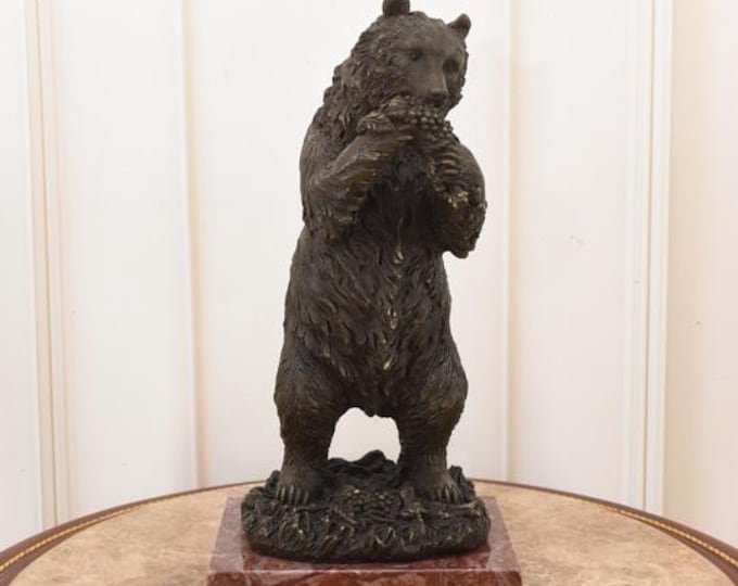 Bronze Bear Sculpture: Vintage Wildlife Art, Grizzly Figurine