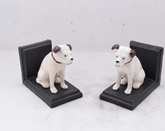 Pair Dogs Bookends Schnauzer Sculptures Cast Iron - Schnauzer Statue