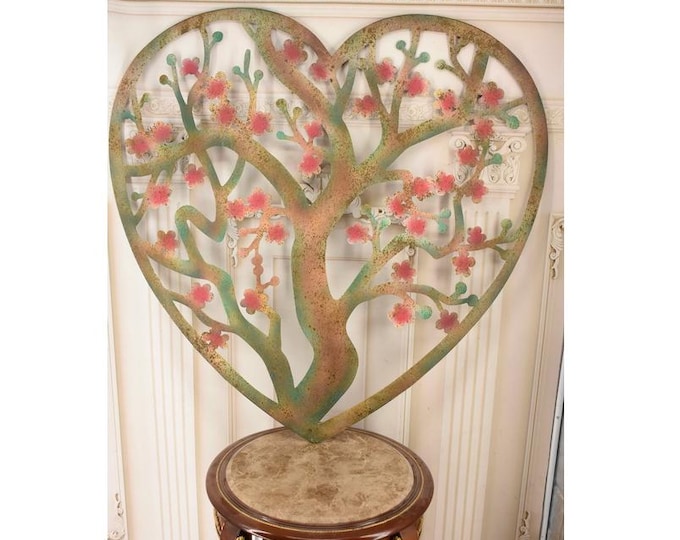 Heart Shaped Tree of Life Metal Wall Decor – Vintage Symbolic Sculpture Home Accent