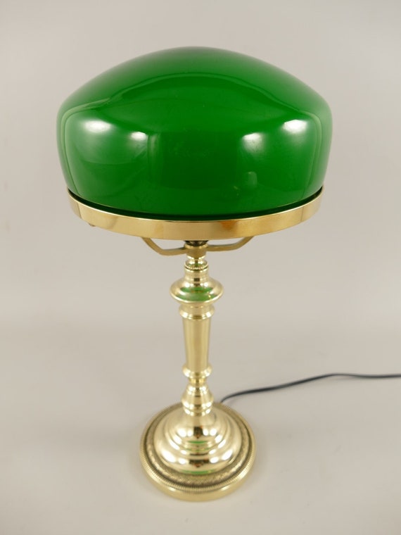 Polished Brass Banker Green Lamp Lamps Green Glass Office Gift