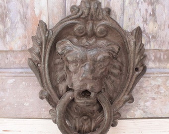 Cast Iron Lion Door Knocker - Art Nouveau Style - Vintage Door Decor