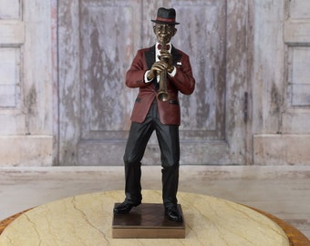 Statue de clarinettiste de jazz - Prix du meilleur musicien - Cadeau pour les clarinettistes et les amateurs de musique - Cadeau pour compositeur - Décoration d'intérieur