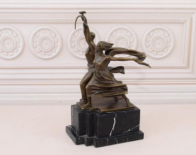 Infanta and Balthazar Pair Bronze - Russian Revolutionary Figures - Dancers Dancing Figurine on Marble Base -