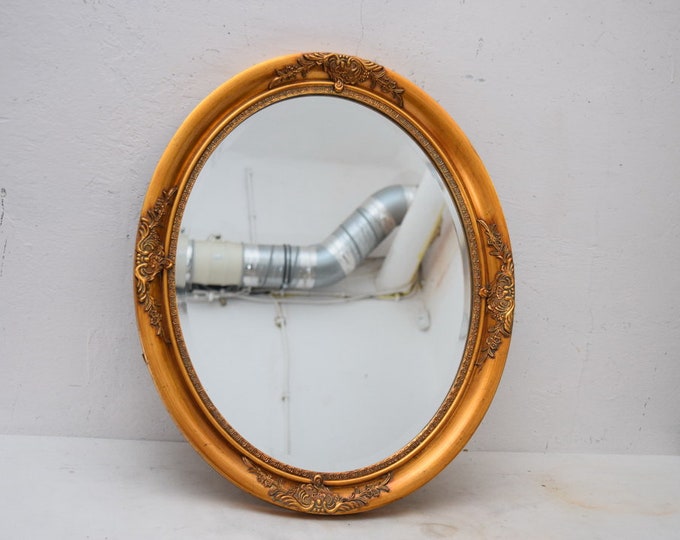Wooden Gold Oval Mirror - Crystal Gold Baroque Style - Golden Frame - Victorian Style - Exclusive Wall Decor