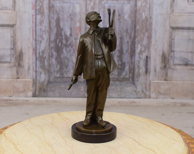 Vincent Van Gogh Statue - Painter Bronze Sculpture on Marble Base - Bronze Figure Foundry Mark - Home Decor - Gift Idea