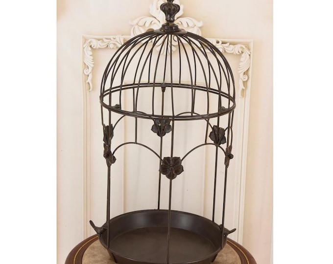 Vintage Metal Bird Cage Planter: Rustic Garden Decor
