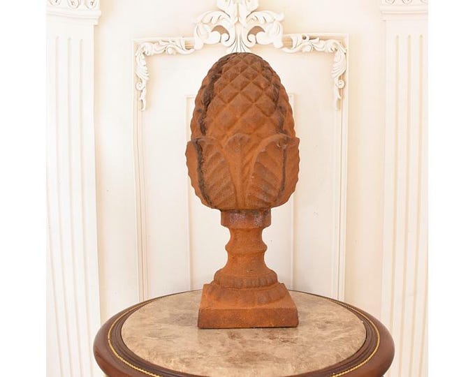 Rustic Cast Iron Pine Cone Finial – Garden Ornament, Architectural Statue