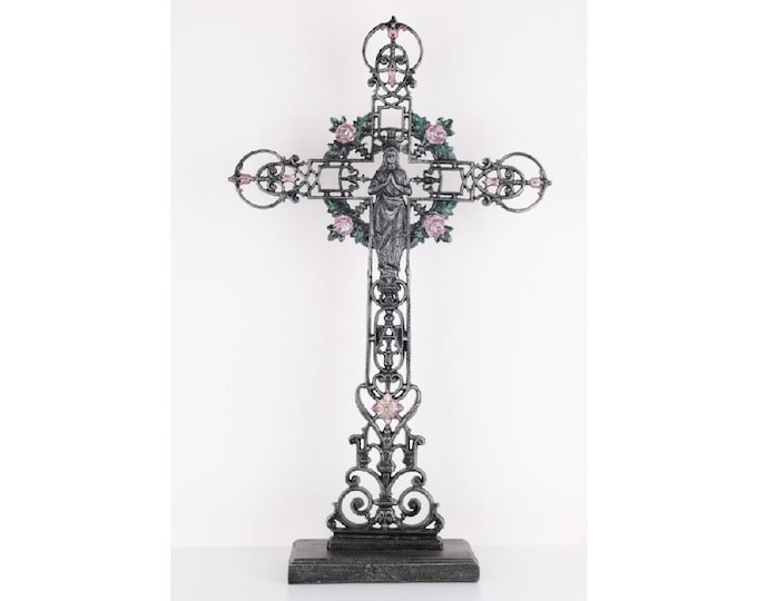 Cast Iron Cross Wall Decoration – Vintage Wrought Iron Home Decor – Perfect Gift - Church & Religious Wall Art - Vintage Art