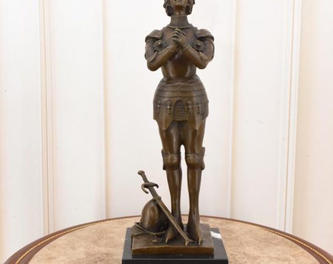 Joan of Arc Bronze Sculpture – The Maid of Orléans – Warrior Woman Statue with Sword and Armor