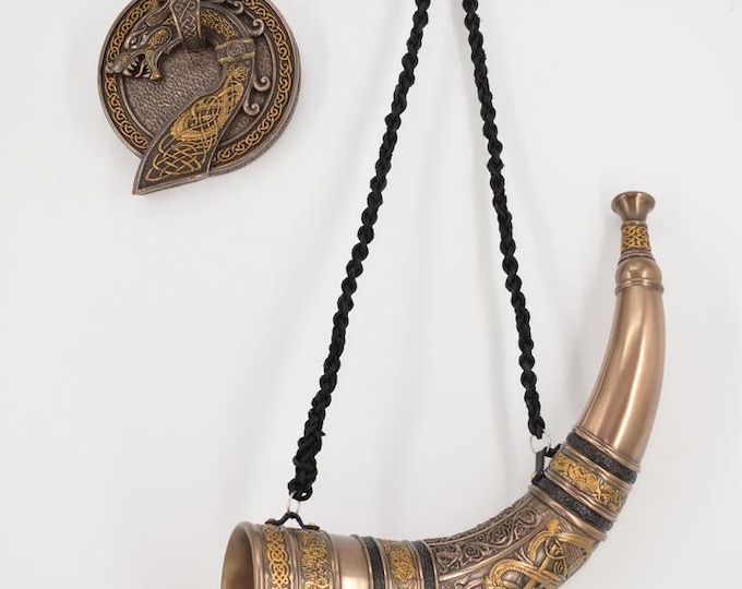 Horn Wall Decoration – Sigurd Slaying Fafnir | Norse Mythology Viking Art, Nordic Wall Hanging Decor - Gift Idea