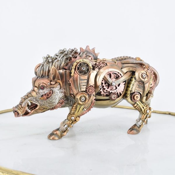 Wild Boar Statue: Rustic Forest Decor, Symbol of Strength
